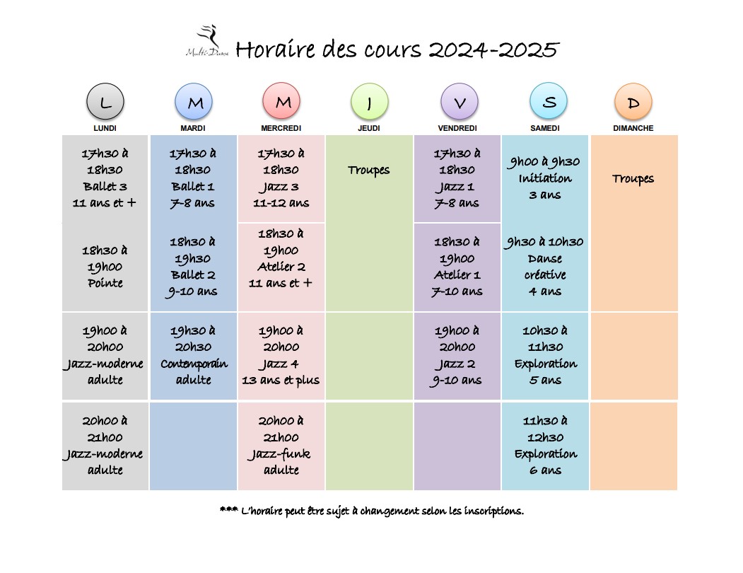 horaire site internet